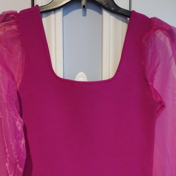 House of Harlow 1960. Festival Fuchsia Sheer Long Sleeve Midi Dress XS - Picture 6 of 12
